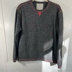 32 Bar Blue | Gray Long Sleeve French Terry Tee Pullover Red Accents See Note
